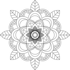 Easy Mandala coloring book simple and basic for beginners, seniors and children. Set of Mehndi flower pattern for Henna drawing and tattoo. Decoration in ethnic oriental, Indian style.