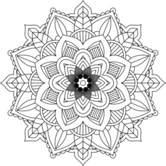 Easy Mandala coloring book simple and basic for beginners, seniors and children. Set of Mehndi flower pattern for Henna drawing and tattoo. Decoration in ethnic oriental, Indian style.