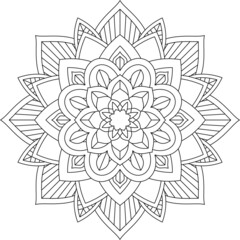 Easy Mandala coloring book simple and basic for beginners, seniors and children. Set of Mehndi flower pattern for Henna drawing and tattoo. Decoration in ethnic oriental, Indian style.