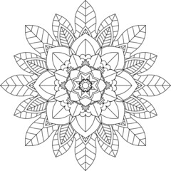 Easy Mandala coloring book simple and basic for beginners, seniors and children. Set of Mehndi flower pattern for Henna drawing and tattoo. Decoration in ethnic oriental, Indian style.