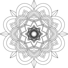 Easy Mandala coloring book simple and basic for beginners, seniors and children. Set of Mehndi flower pattern for Henna drawing and tattoo. Decoration in ethnic oriental, Indian style.
