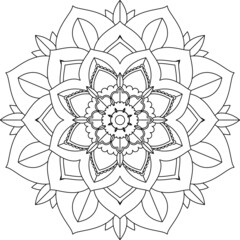 Easy Mandala coloring book simple and basic for beginners, seniors and children. Set of Mehndi flower pattern for Henna drawing and tattoo. Decoration in ethnic oriental, Indian style.