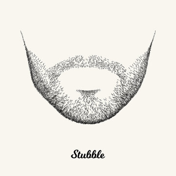 Male stubble. Simple linear Illustration with fashionable men hairstyle. Contour vector background with isolated element for barber shop decor, prints, t-shirts, posters