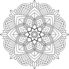 Easy Mandala coloring book simple and basic for beginners, seniors and children. Set of Mehndi flower pattern for Henna drawing and tattoo. Decoration in ethnic oriental, Indian style.