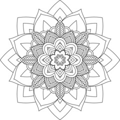 Easy Mandala coloring book simple and basic for beginners, seniors and children. Set of Mehndi flower pattern for Henna drawing and tattoo. Decoration in ethnic oriental, Indian style.