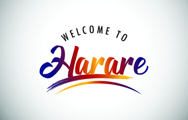 Harare Welcome To Message in Beautiful Colored Modern Gradients Vector Illustration.