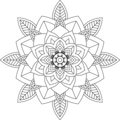 Easy Mandala coloring book simple and basic for beginners, seniors and children. Set of Mehndi flower pattern for Henna drawing and tattoo. Decoration in ethnic oriental, Indian style.