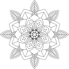 Easy Mandala coloring book simple and basic for beginners, seniors and children. Set of Mehndi flower pattern for Henna drawing and tattoo. Decoration in ethnic oriental, Indian style.