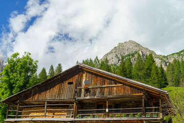 Mountain landscape along the road to Forcella Staulanza at Selva di Cadore, Dolomites