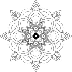 Easy Mandala coloring book simple and basic for beginners, seniors and children. Set of Mehndi flower pattern for Henna drawing and tattoo. Decoration in ethnic oriental, Indian style.