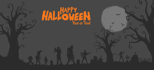 Halloween illustration silhouette flat style can be use for greeting card, invitation, party, and celebration event