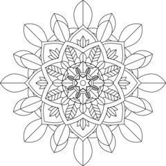 Easy Mandala coloring book simple and basic for beginners, seniors and children. Set of Mehndi flower pattern for Henna drawing and tattoo. Decoration in ethnic oriental, Indian style.