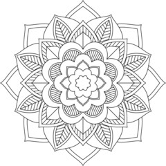 Easy Mandala coloring book simple and basic for beginners, seniors and children. Set of Mehndi flower pattern for Henna drawing and tattoo. Decoration in ethnic oriental, Indian style.