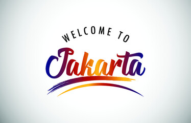 Jakarta Welcome To Message in Beautiful Colored Modern Gradients Vector Illustration.