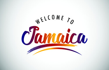 Jamaica Welcome To Message in Beautiful Colored Modern Gradients Vector Illustration.