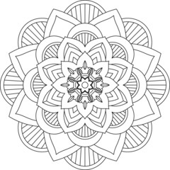 Easy Mandala coloring book simple and basic for beginners, seniors and children. Set of Mehndi flower pattern for Henna drawing and tattoo. Decoration in ethnic oriental, Indian style.