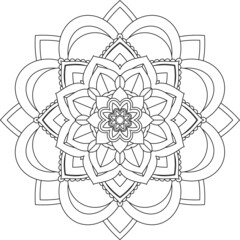 Easy Mandala coloring book simple and basic for beginners, seniors and children. Set of Mehndi flower pattern for Henna drawing and tattoo. Decoration in ethnic oriental, Indian style.