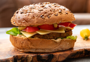 Fresh made vegan burger, healthy food