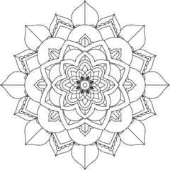 Easy Mandala coloring book simple and basic for beginners, seniors and children. Set of Mehndi flower pattern for Henna drawing and tattoo. Decoration in ethnic oriental, Indian style.
