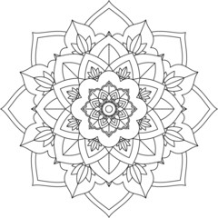 Easy Mandala coloring book simple and basic for beginners, seniors and children. Set of Mehndi flower pattern for Henna drawing and tattoo. Decoration in ethnic oriental, Indian style.
