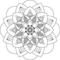 Easy Mandala coloring book simple and basic for beginners, seniors and children. Set of Mehndi flower pattern for Henna drawing and tattoo. Decoration in ethnic oriental, Indian style.