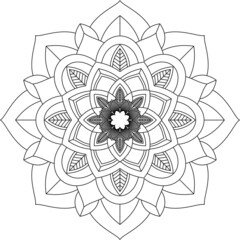 Easy Mandala coloring book simple and basic for beginners, seniors and children. Set of Mehndi flower pattern for Henna drawing and tattoo. Decoration in ethnic oriental, Indian style.