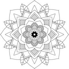 Easy Mandala coloring book simple and basic for beginners, seniors and children. Set of Mehndi flower pattern for Henna drawing and tattoo. Decoration in ethnic oriental, Indian style.