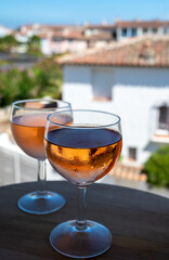 Drinking of local rose wine in summer Provence, France