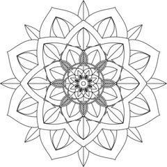 Easy Mandala coloring book simple and basic for beginners, seniors and children. Set of Mehndi flower pattern for Henna drawing and tattoo. Decoration in ethnic oriental, Indian style.