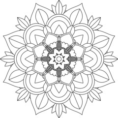 Easy Mandala coloring book simple and basic for beginners, seniors and children. Set of Mehndi flower pattern for Henna drawing and tattoo. Decoration in ethnic oriental, Indian style.
