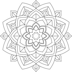 Easy Mandala coloring book simple and basic for beginners, seniors and children. Set of Mehndi flower pattern for Henna drawing and tattoo. Decoration in ethnic oriental, Indian style.