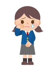 泣く 学生 女性