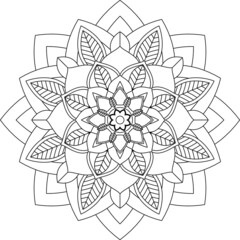 Fototapeta premium Easy Mandala coloring book simple and basic for beginners, seniors and children. Set of Mehndi flower pattern for Henna drawing and tattoo. Decoration in ethnic oriental, Indian style.