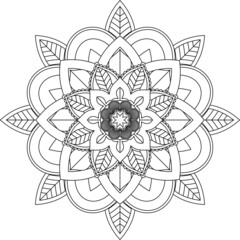 Easy Mandala coloring book simple and basic for beginners, seniors and children. Set of Mehndi flower pattern for Henna drawing and tattoo. Decoration in ethnic oriental, Indian style.