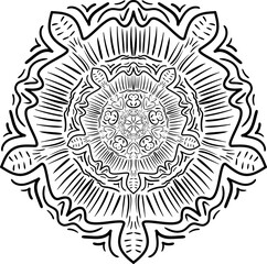 Mandala for greeting card, case print, etc. Abstract patterns. Diwali pattern black and white