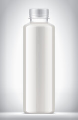Plastic Bottle on background with Milk. 