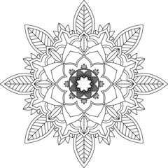 Easy Mandala coloring book simple and basic for beginners, seniors and children. Set of Mehndi flower pattern for Henna drawing and tattoo. Decoration in ethnic oriental, Indian style.