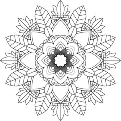 Easy Mandala coloring book simple and basic for beginners, seniors and children. Set of Mehndi flower pattern for Henna drawing and tattoo. Decoration in ethnic oriental, Indian style.