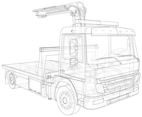 Tow Truck. Vector Illustration of Tow Truck. Towing. The layers of visible and invisible lines are separated. EPS10 format.