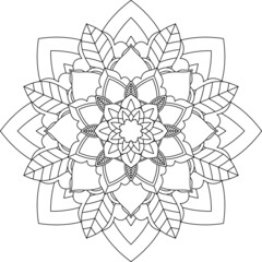 Fototapeta premium Easy Mandala coloring book simple and basic for beginners, seniors and children. Set of Mehndi flower pattern for Henna drawing and tattoo. Decoration in ethnic oriental, Indian style.