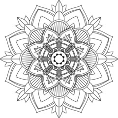 Easy Mandala coloring book simple and basic for beginners, seniors and children. Set of Mehndi flower pattern for Henna drawing and tattoo. Decoration in ethnic oriental, Indian style.