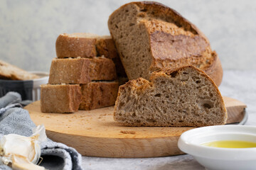 Whole oat sliced bread. Healthy eating concept