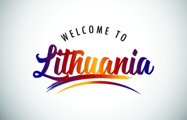 Lithuania Welcome To Message in Beautiful Colored Modern Gradients Vector Illustration.
