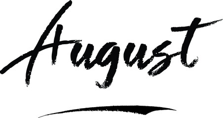 August-Female name Modern Brush Calligraphy on White Background