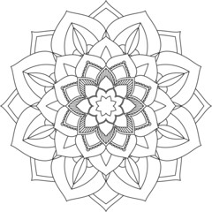 Easy Mandala coloring book simple and basic for beginners, seniors and children. Set of Mehndi flower pattern for Henna drawing and tattoo. Decoration in ethnic oriental, Indian style.