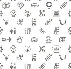Jewelry Sign Seamless Pattern Background on a White. Vector