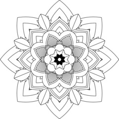 Easy Mandala coloring book simple and basic for beginners, seniors and children. Set of Mehndi flower pattern for Henna drawing and tattoo. Decoration in ethnic oriental, Indian style.