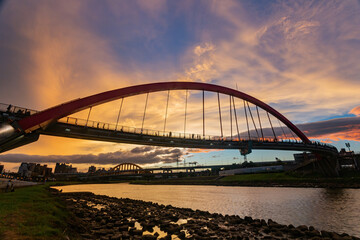 Fototapeta na wymiar Sunset view of the beautiful Rainbow Bridge