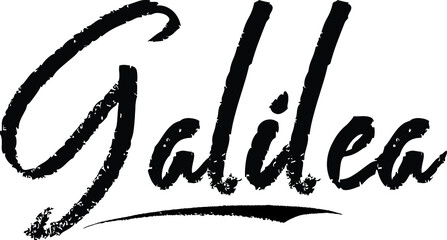 Galilea-Female name Modern Brush Calligraphy on White Background - obrazy, fototapety, plakaty