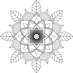 Easy Mandala coloring book simple and basic for beginners, seniors and children. Set of Mehndi flower pattern for Henna drawing and tattoo. Decoration in ethnic oriental, Indian style.